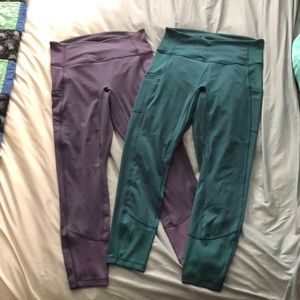 2 Pairs of All In Motion Leggings Purple & Teal Medium